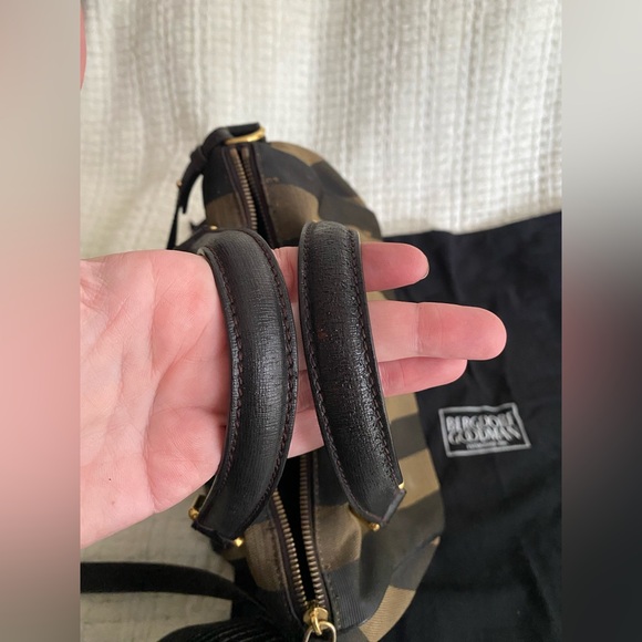 Fendi Bauletto Boston Speedy Pequin Black Golden Brown Crossbody Bag - Picture 9 of 16